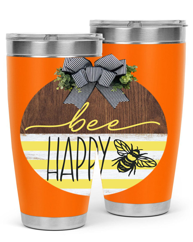 Bee Happy yellow stripes Mockup28#- spring- Tumbler