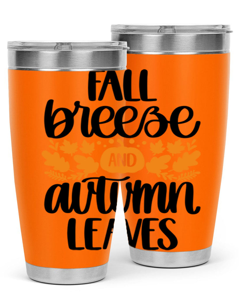 Fall Breezy And Autumn Leaves 482#- fall- Tumbler