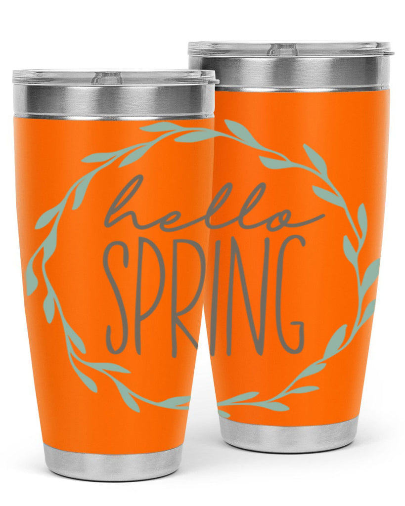 Hello Spring Wreath leaves210#- spring- Tumbler