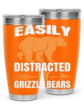 easily distracted by grizzly bears 1#- Bears- Tumbler
