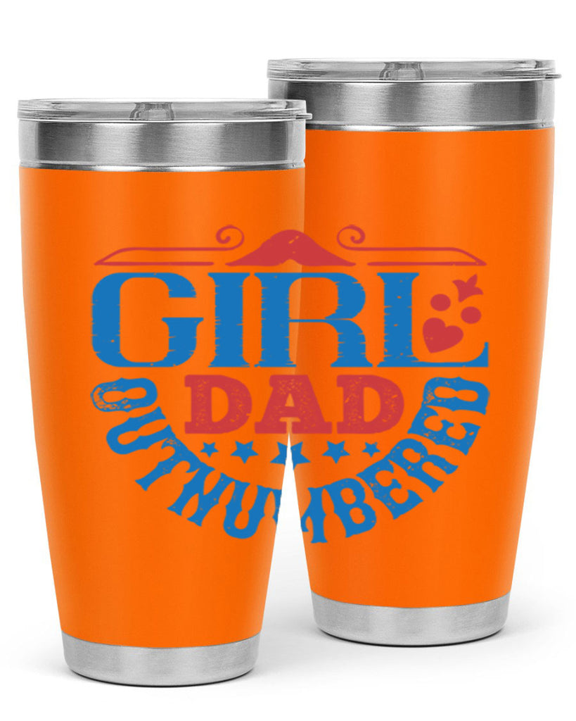 girl dad outnumbered 219#- fathers day- Tumbler