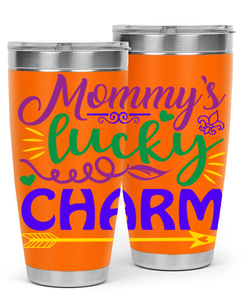 mommys lucky charm 6#- mardi gras- Tumbler