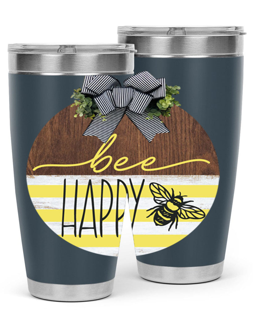 Bee Happy yellow stripes Mockup28#- spring- Tumbler