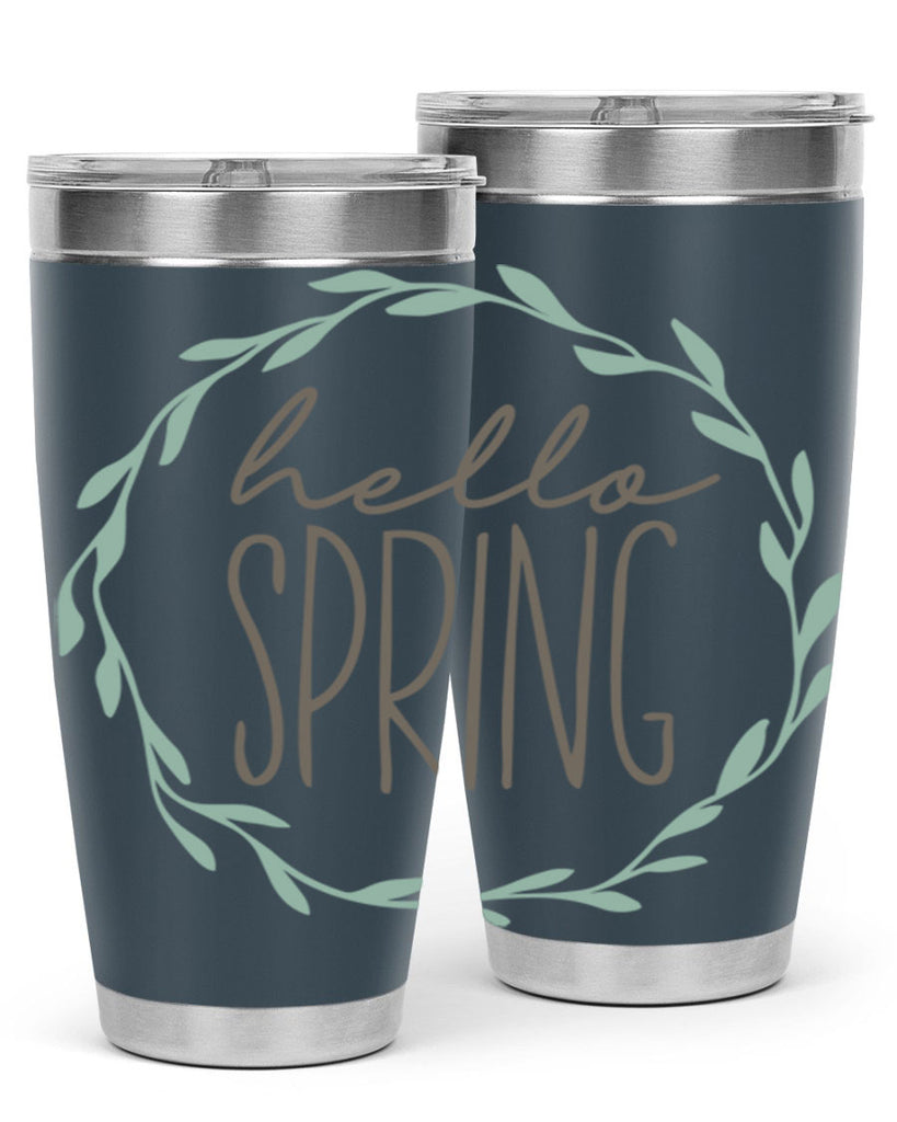 Hello Spring Wreath leaves210#- spring- Tumbler