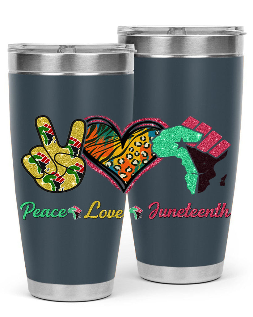 Peace Love Juneteenth Day Fist Png 8#- Juneteenth- tumbler