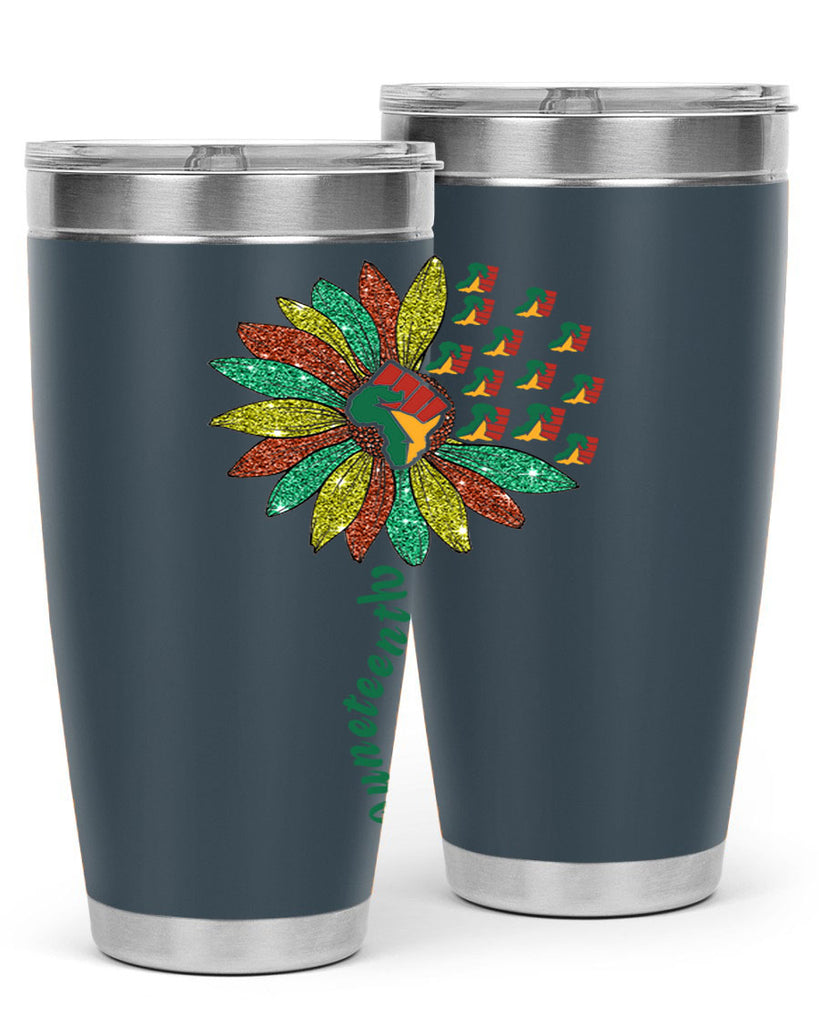 Sunflower Fist Juneteenth Black History 24#- Juneteenth- tumbler