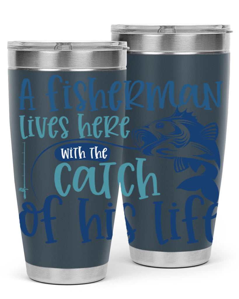 a fisherman lives here with the catch 228#- fishing- Tumbler