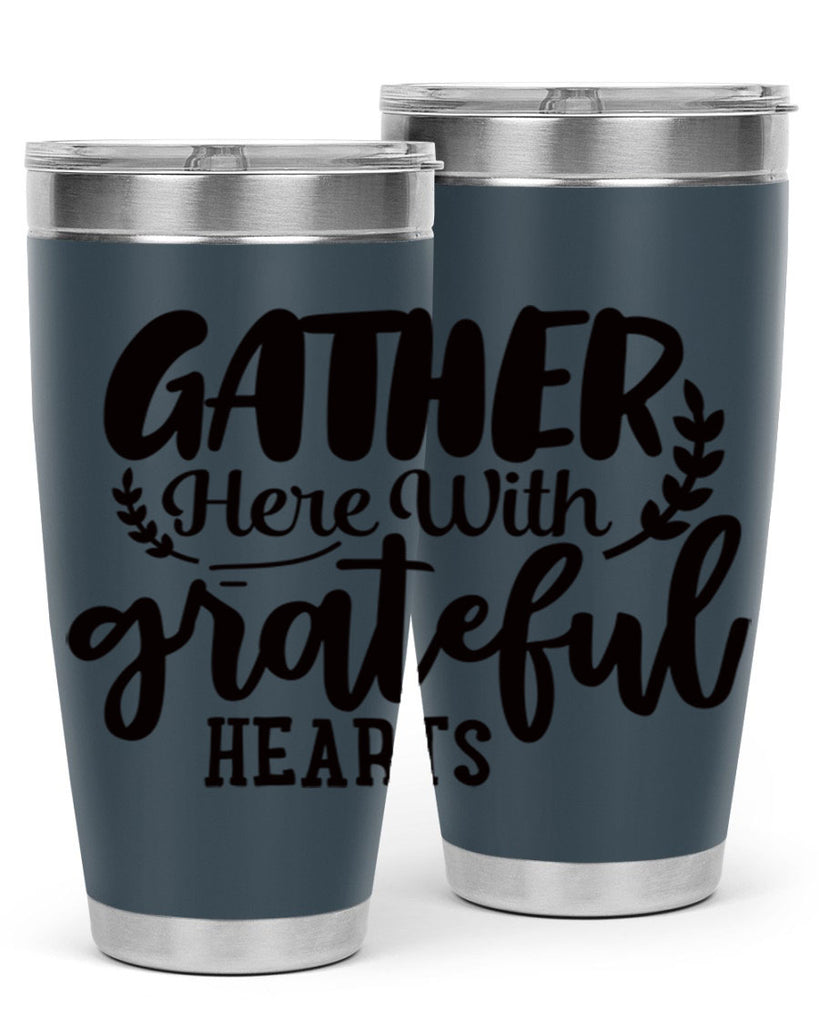 gather here with grateful hearts 62#- thanksgiving- Tumbler