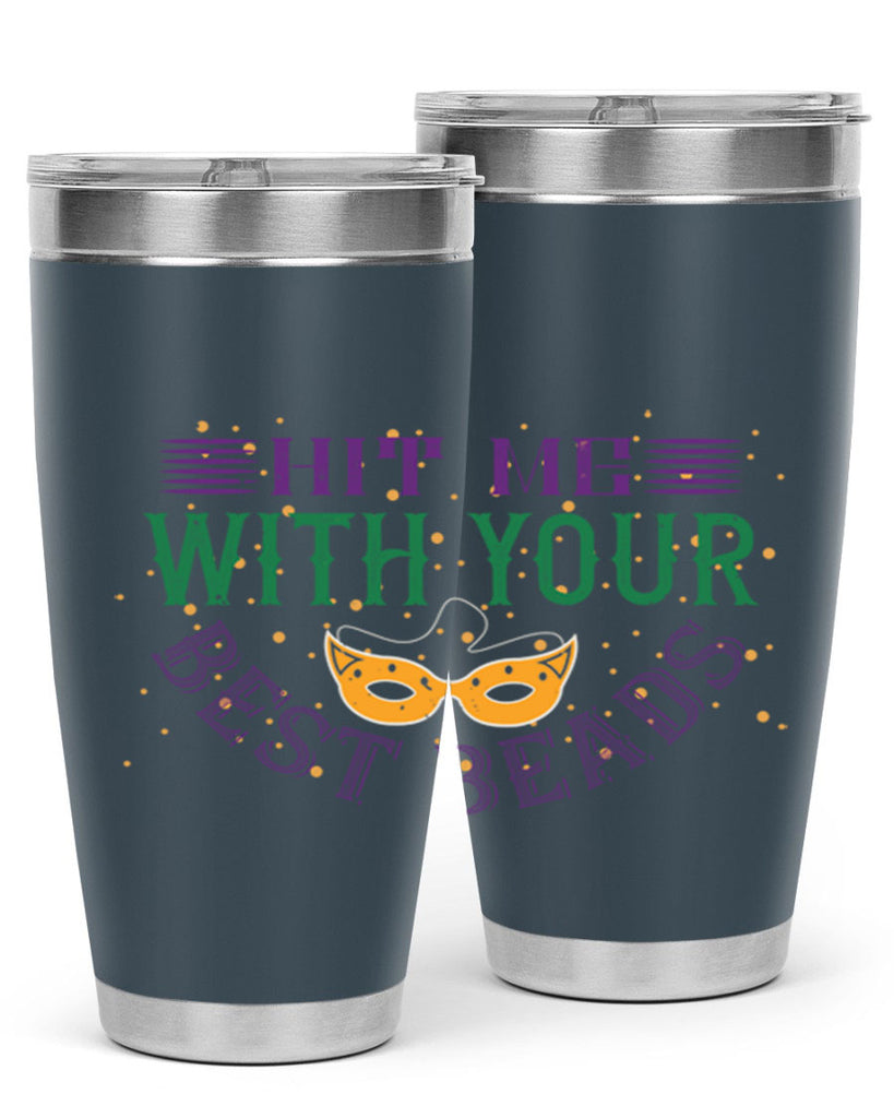 hit me with your best beads 69#- mardi gras- Tumbler