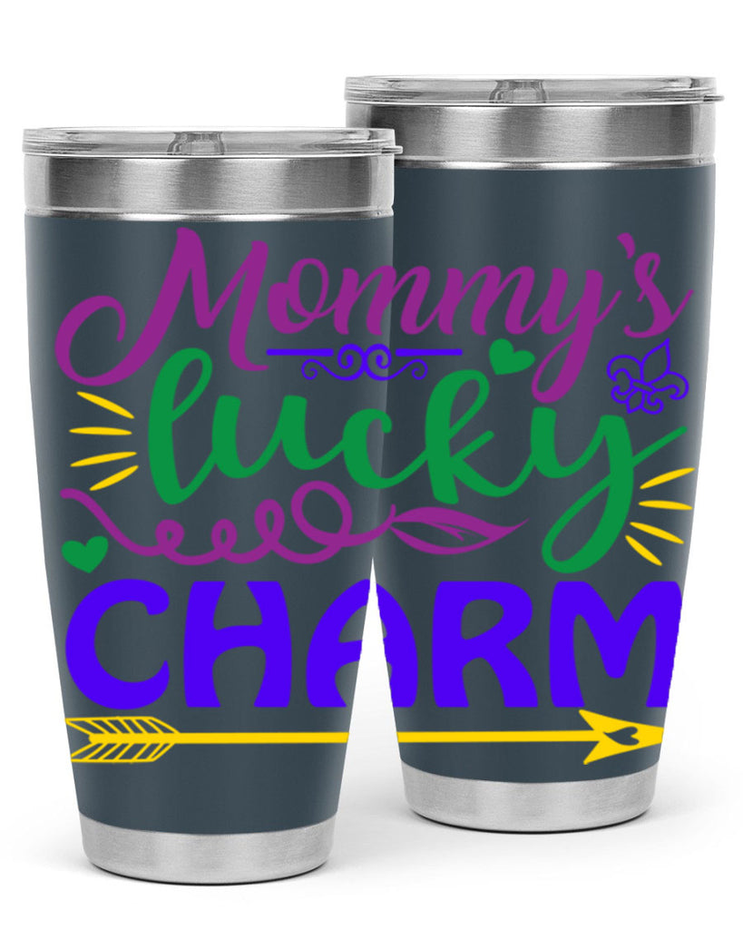 mommys lucky charm 6#- mardi gras- Tumbler
