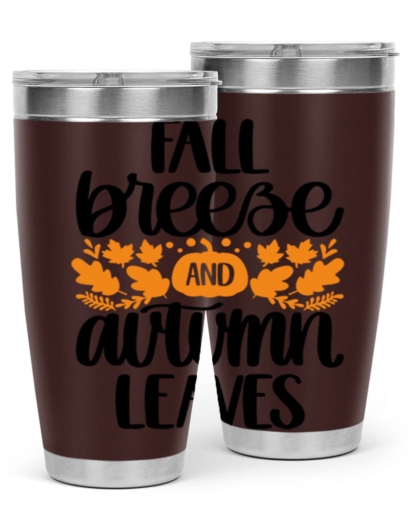 Fall Breezy And Autumn Leaves 482#- fall- Tumbler