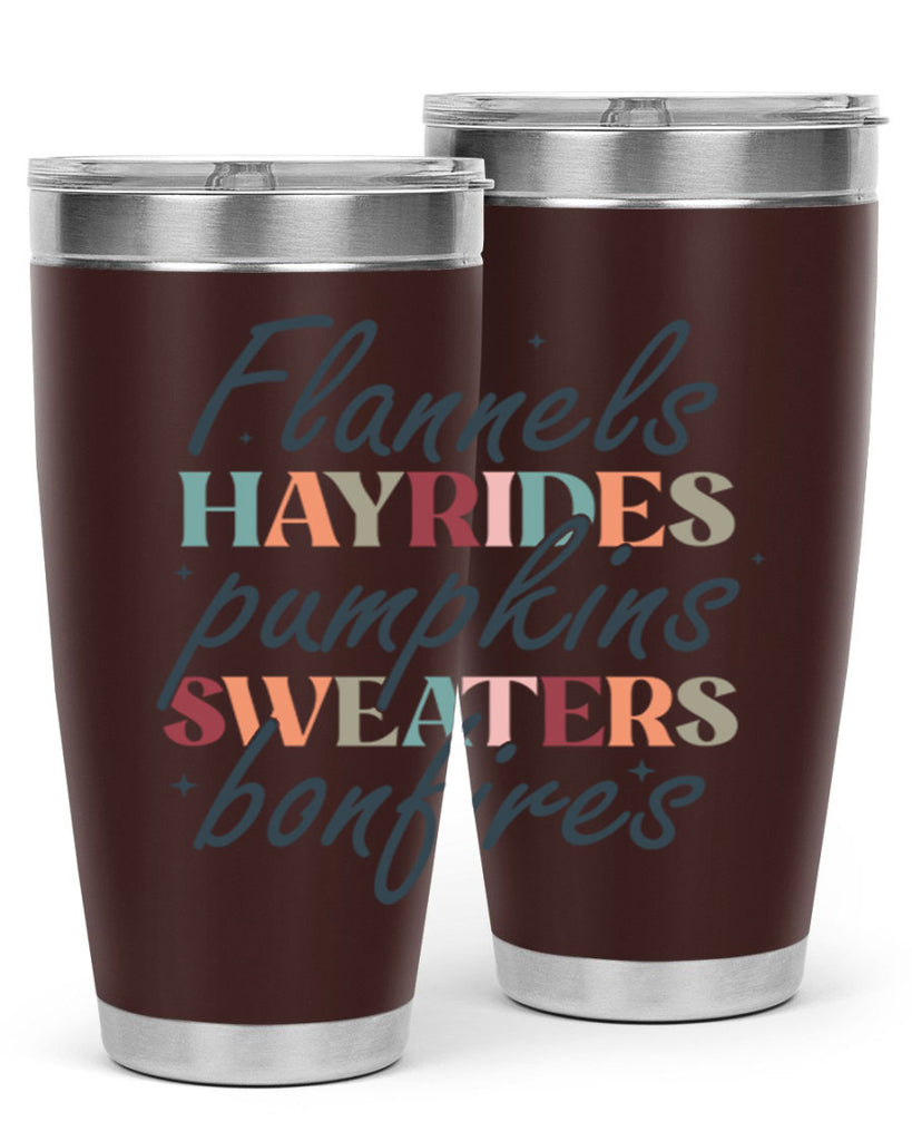 Flannels Hayrides Pumpkins Sweaters Bonfires 184#- fall- Tumbler