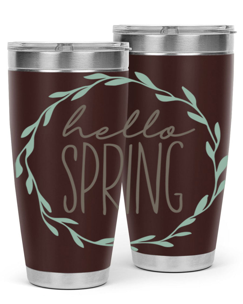 Hello Spring Wreath leaves210#- spring- Tumbler