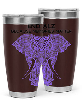 Purple Elephant Alzheimer Awareness 212#- alzheimers- Tumbler
