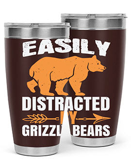 easily distracted by grizzly bears 1#- Bears- Tumbler