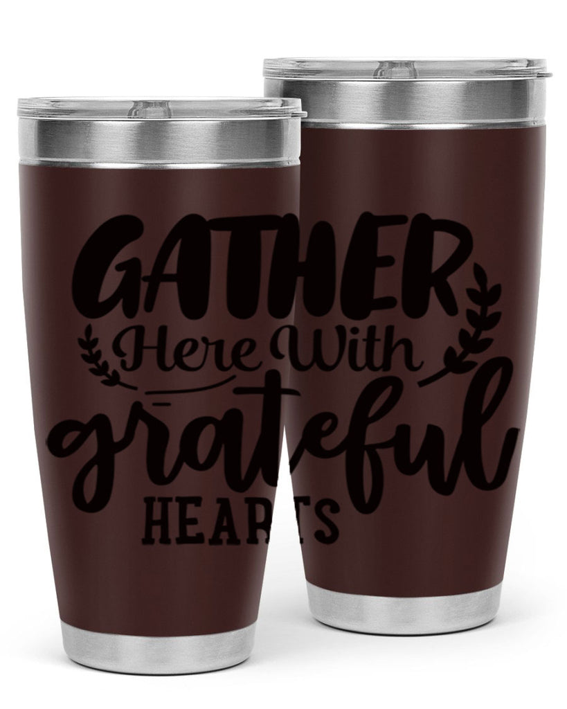 gather here with grateful hearts 62#- thanksgiving- Tumbler