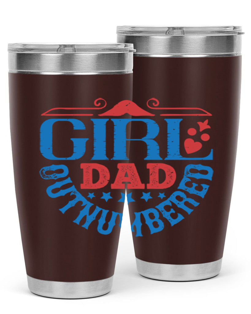 girl dad outnumbered 219#- fathers day- Tumbler