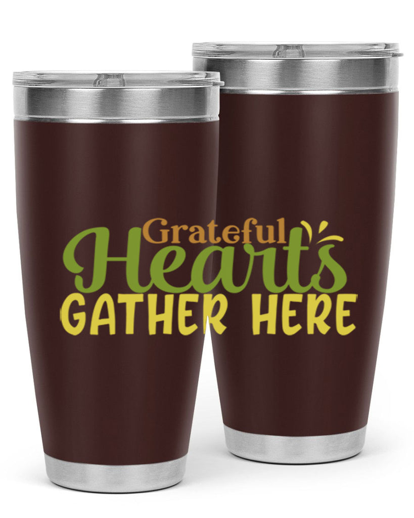 grateful hearts gather here 59#- thanksgiving- Tumbler