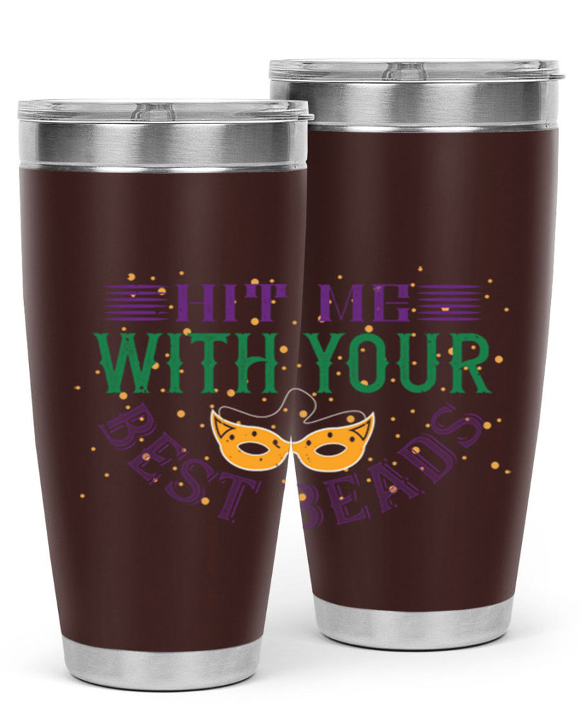 hit me with your best beads 69#- mardi gras- Tumbler