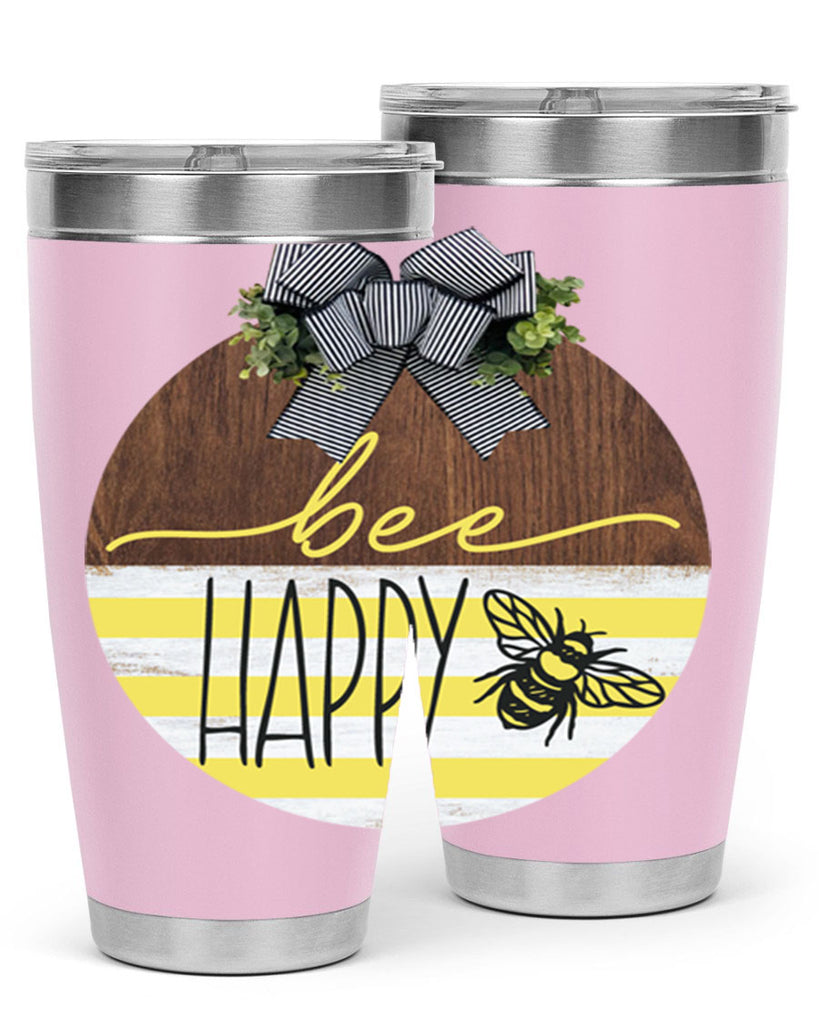 Bee Happy yellow stripes Mockup28#- spring- Tumbler