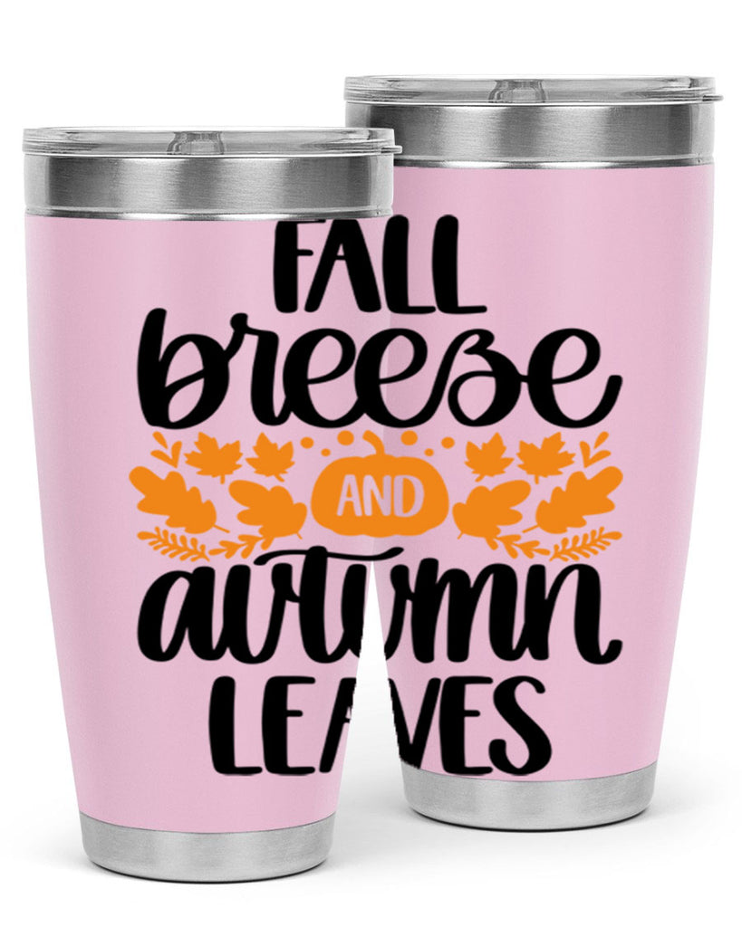 Fall Breezy And Autumn Leaves 482#- fall- Tumbler