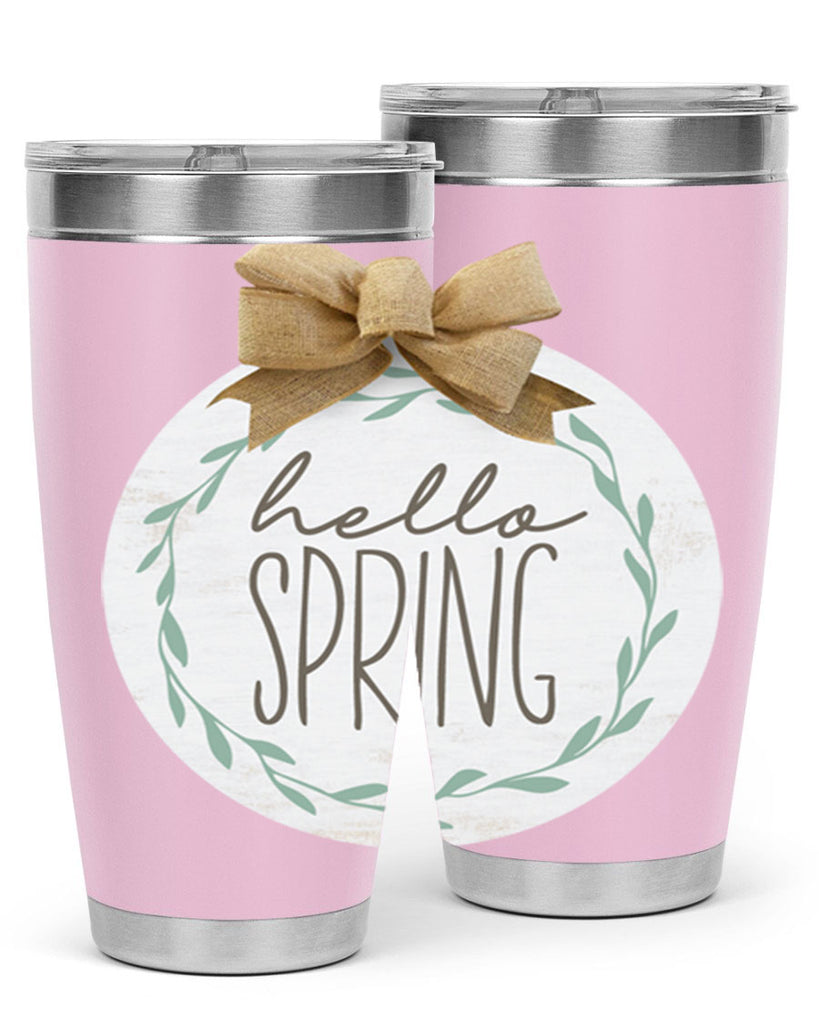 Hello Spring Wreath leaves Mockup209#- spring- Tumbler