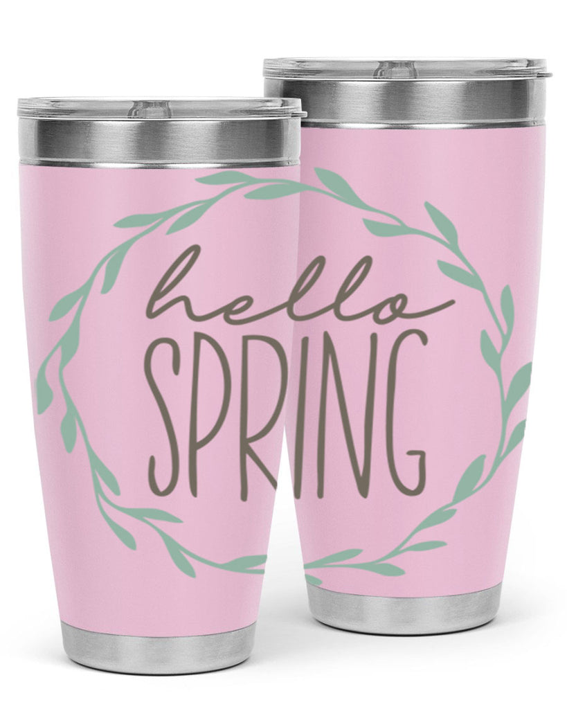 Hello Spring Wreath leaves210#- spring- Tumbler
