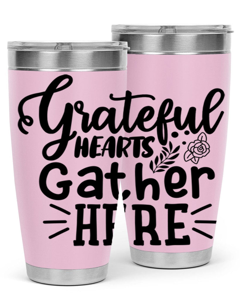 grateful hearts gather here 58#- thanksgiving- Tumbler
