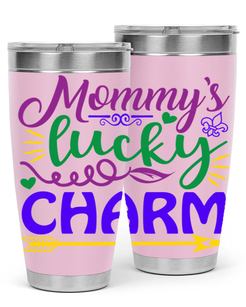 mommys lucky charm 6#- mardi gras- Tumbler