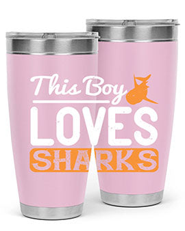 this boy loves sharks Style 14#- shark  fish- Tumbler