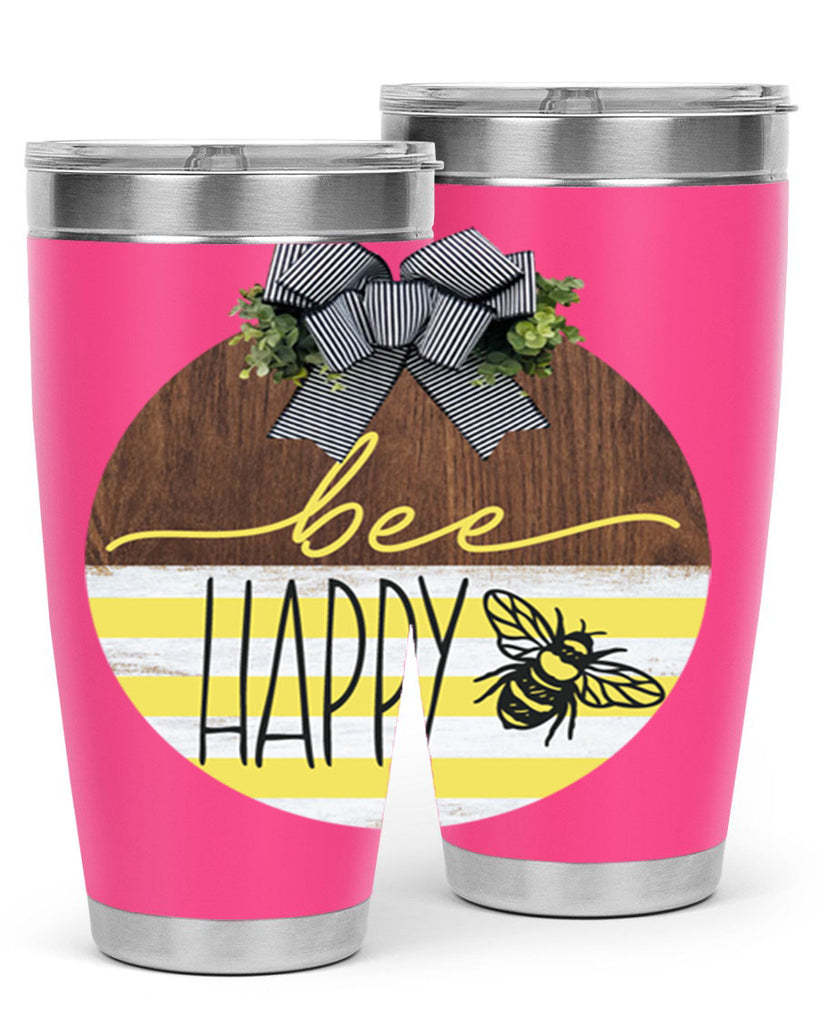 Bee Happy yellow stripes Mockup28#- spring- Tumbler