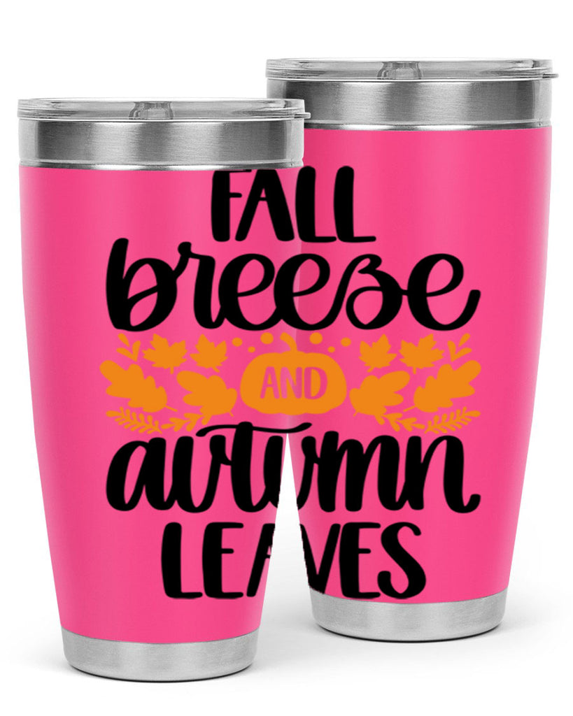 Fall Breezy And Autumn Leaves 482#- fall- Tumbler