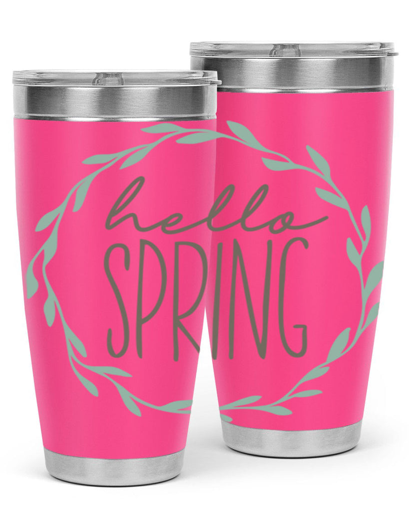 Hello Spring Wreath leaves210#- spring- Tumbler