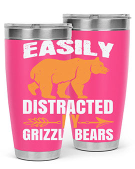 easily distracted by grizzly bears 1#- Bears- Tumbler