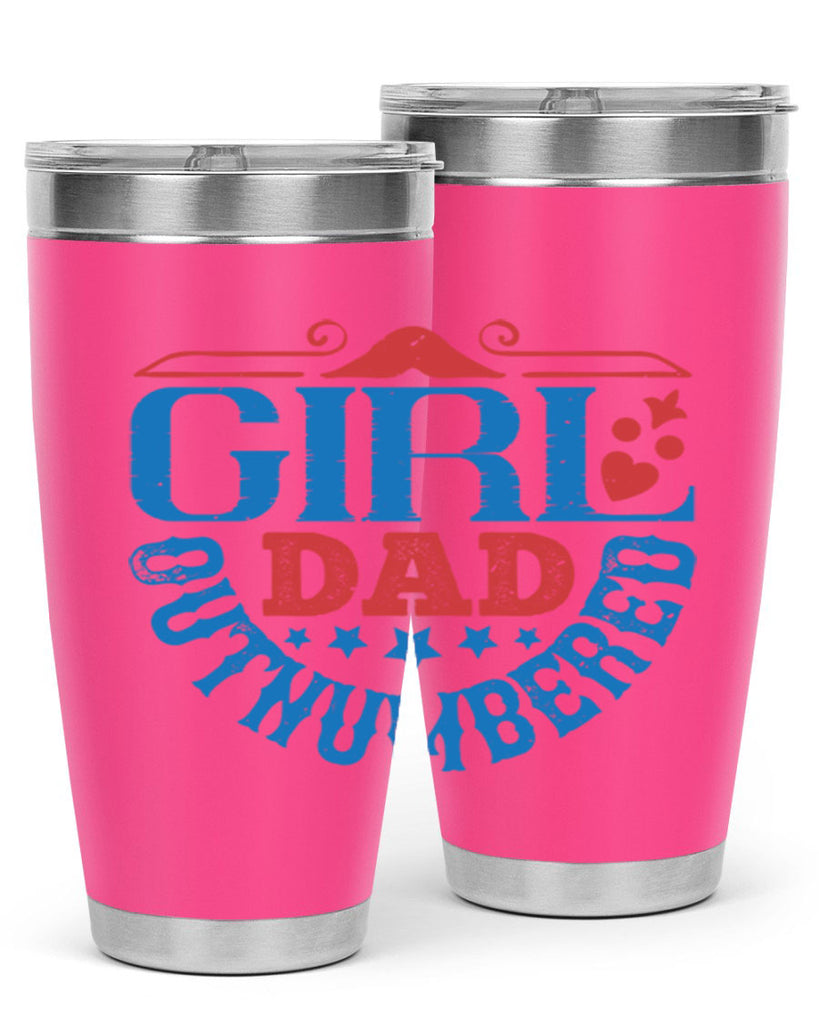 girl dad outnumbered 219#- fathers day- Tumbler