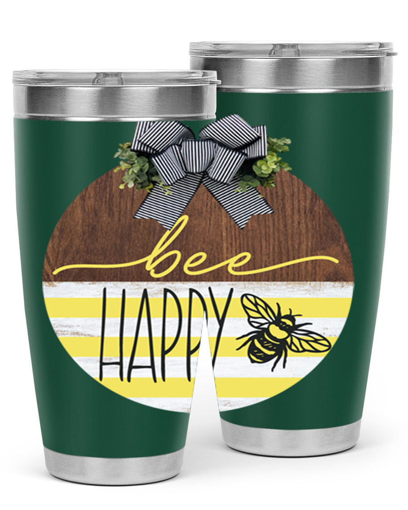 Bee Happy yellow stripes Mockup28#- spring- Tumbler