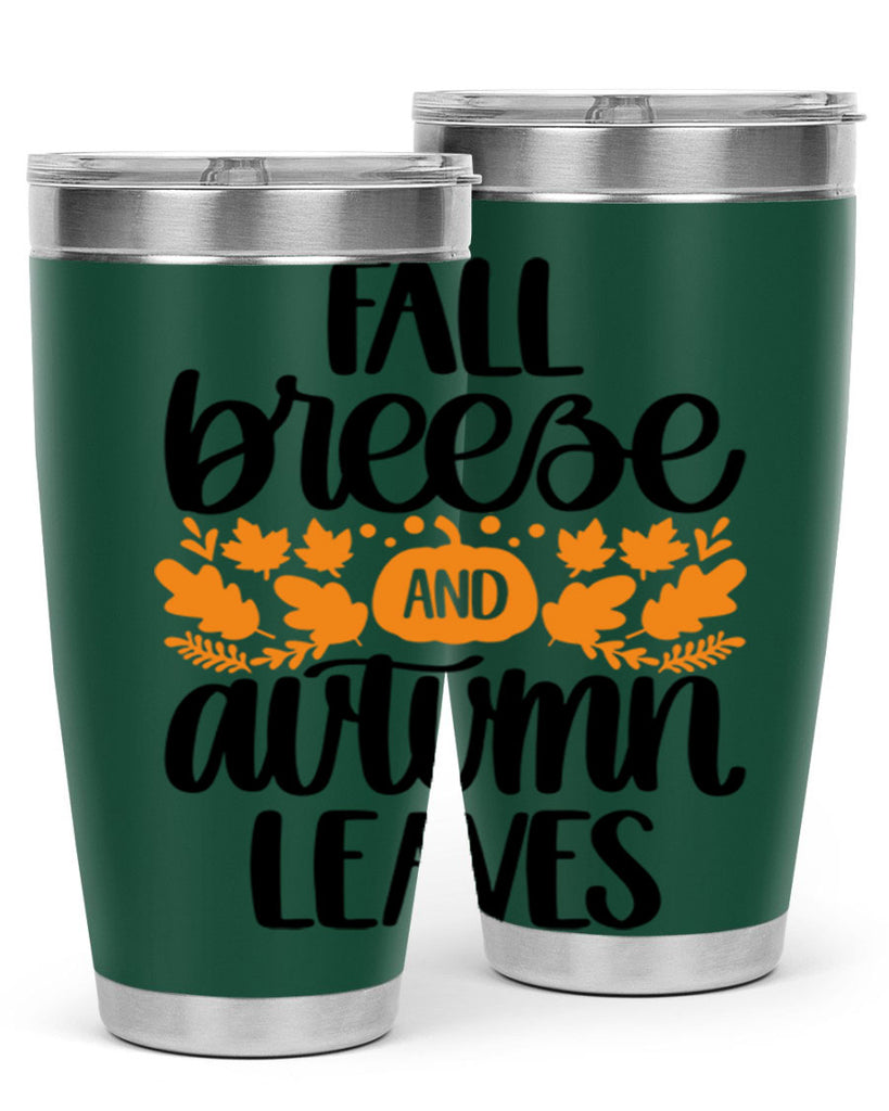 Fall Breezy And Autumn Leaves 482#- fall- Tumbler