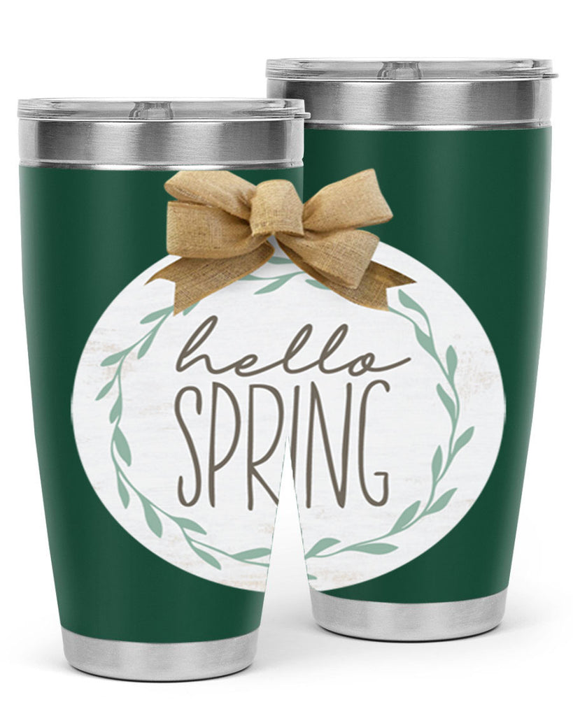 Hello Spring Wreath leaves Mockup209#- spring- Tumbler