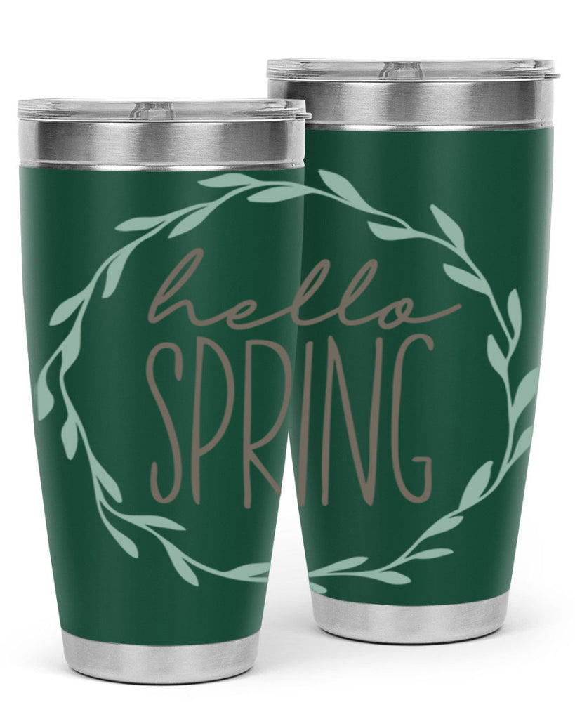Hello Spring Wreath leaves210#- spring- Tumbler