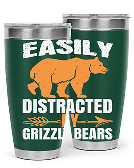 easily distracted by grizzly bears 1#- Bears- Tumbler