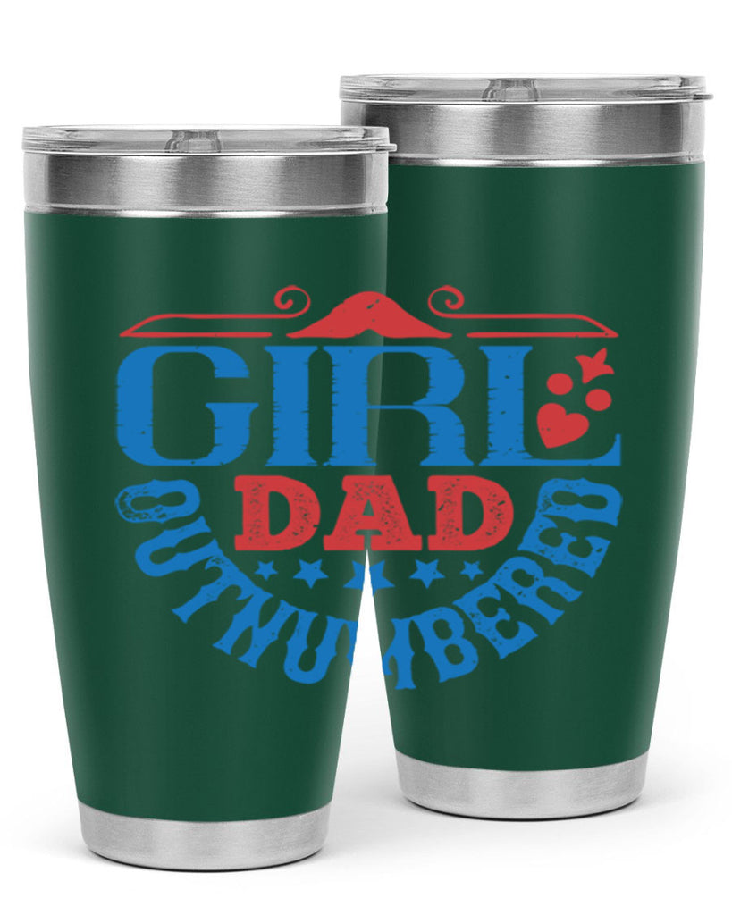 girl dad outnumbered 219#- fathers day- Tumbler