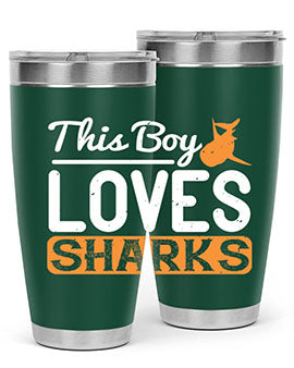 this boy loves sharks Style 14#- shark  fish- Tumbler