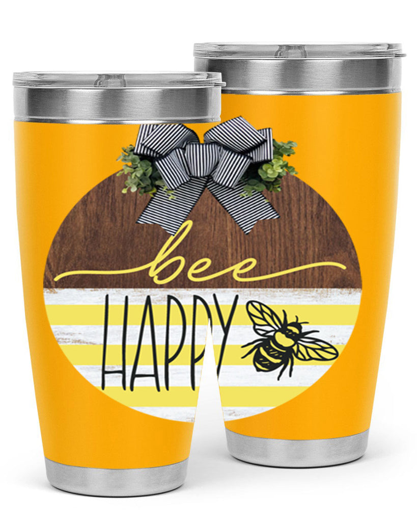 Bee Happy yellow stripes Mockup28#- spring- Tumbler