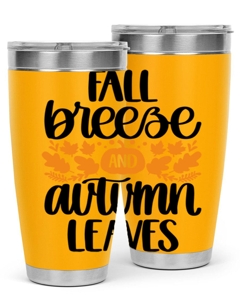 Fall Breezy And Autumn Leaves 482#- fall- Tumbler