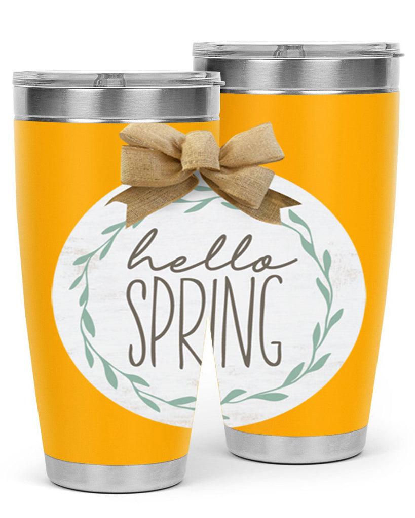 Hello Spring Wreath leaves Mockup209#- spring- Tumbler