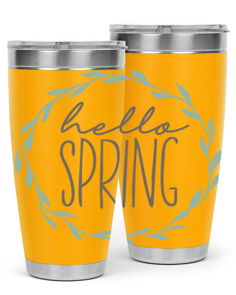 Hello Spring Wreath leaves210#- spring- Tumbler
