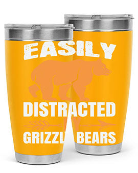 easily distracted by grizzly bears 1#- Bears- Tumbler