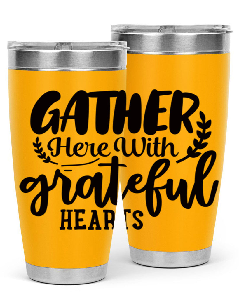 gather here with grateful hearts 62#- thanksgiving- Tumbler