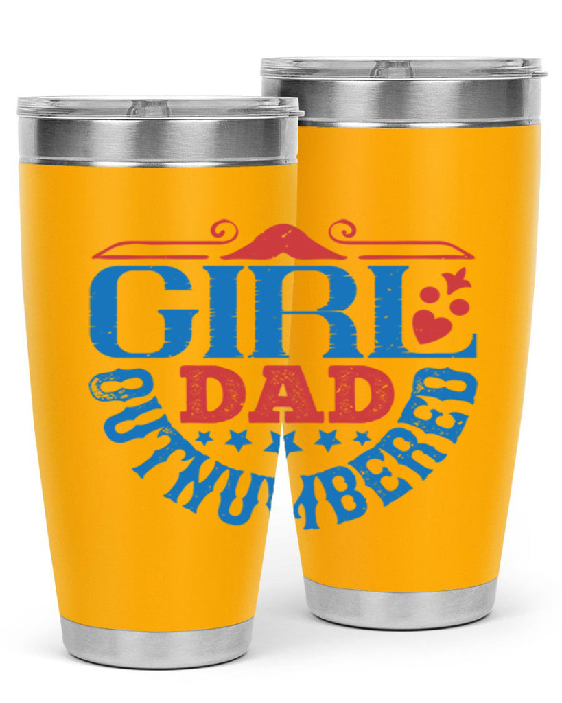 girl dad outnumbered 219#- fathers day- Tumbler