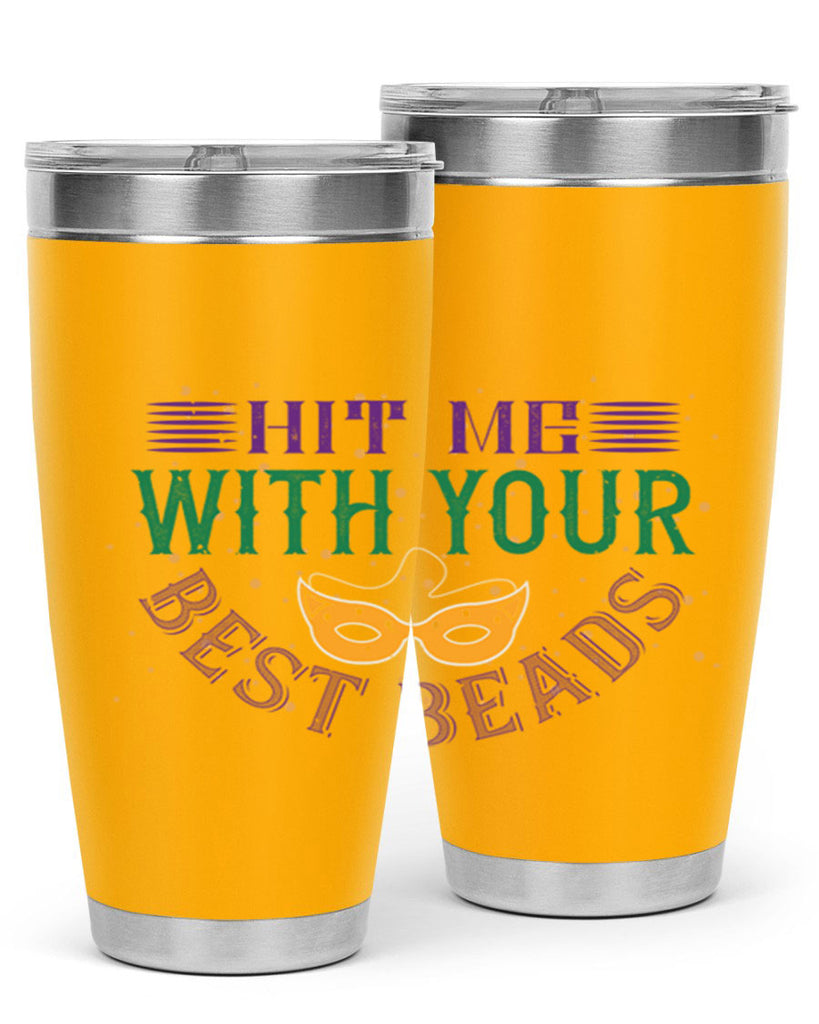 hit me with your best beads 69#- mardi gras- Tumbler